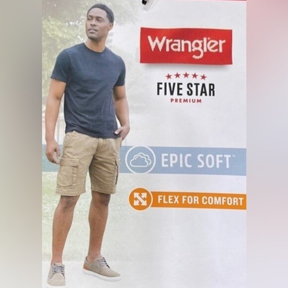 Wrangler Five Star Epic Soft Relaxed Fit Cargo Shorts Size 44 With 10” Inseam - Picture 8 of 10